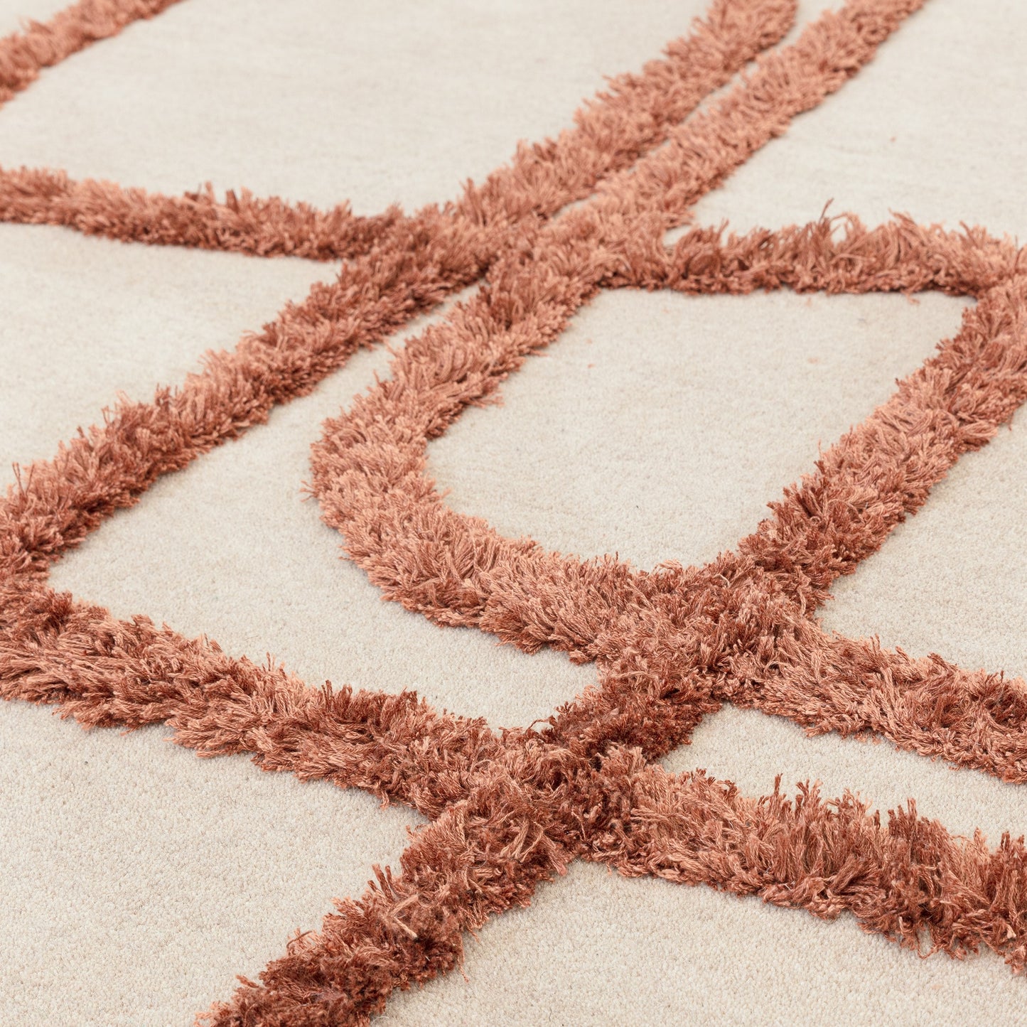 Infinity Modern Wool Abstract Textured Rug in Copper Brown