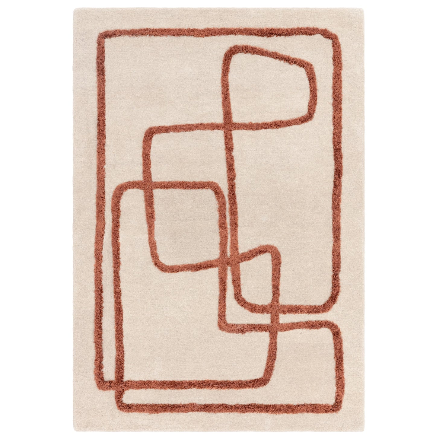 Infinity Modern Wool Abstract Textured Rug in Copper Brown