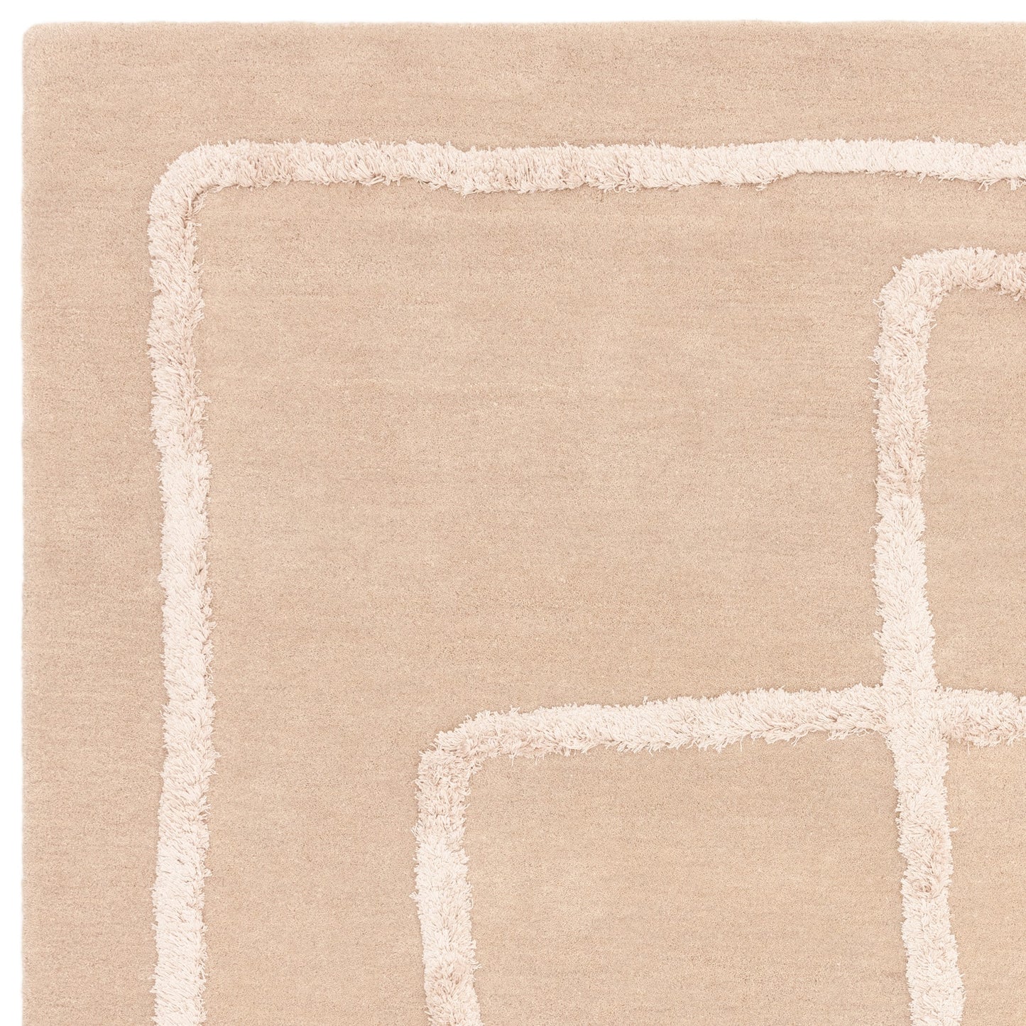 Infinity Modern Wool Abstract Textured Rug in Sand Natural