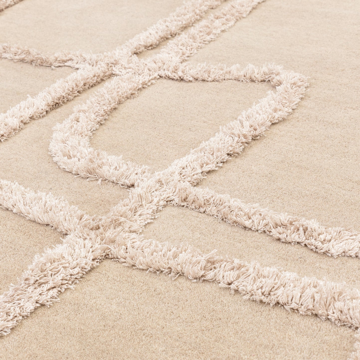 Infinity Modern Wool Abstract Textured Rug in Sand Natural