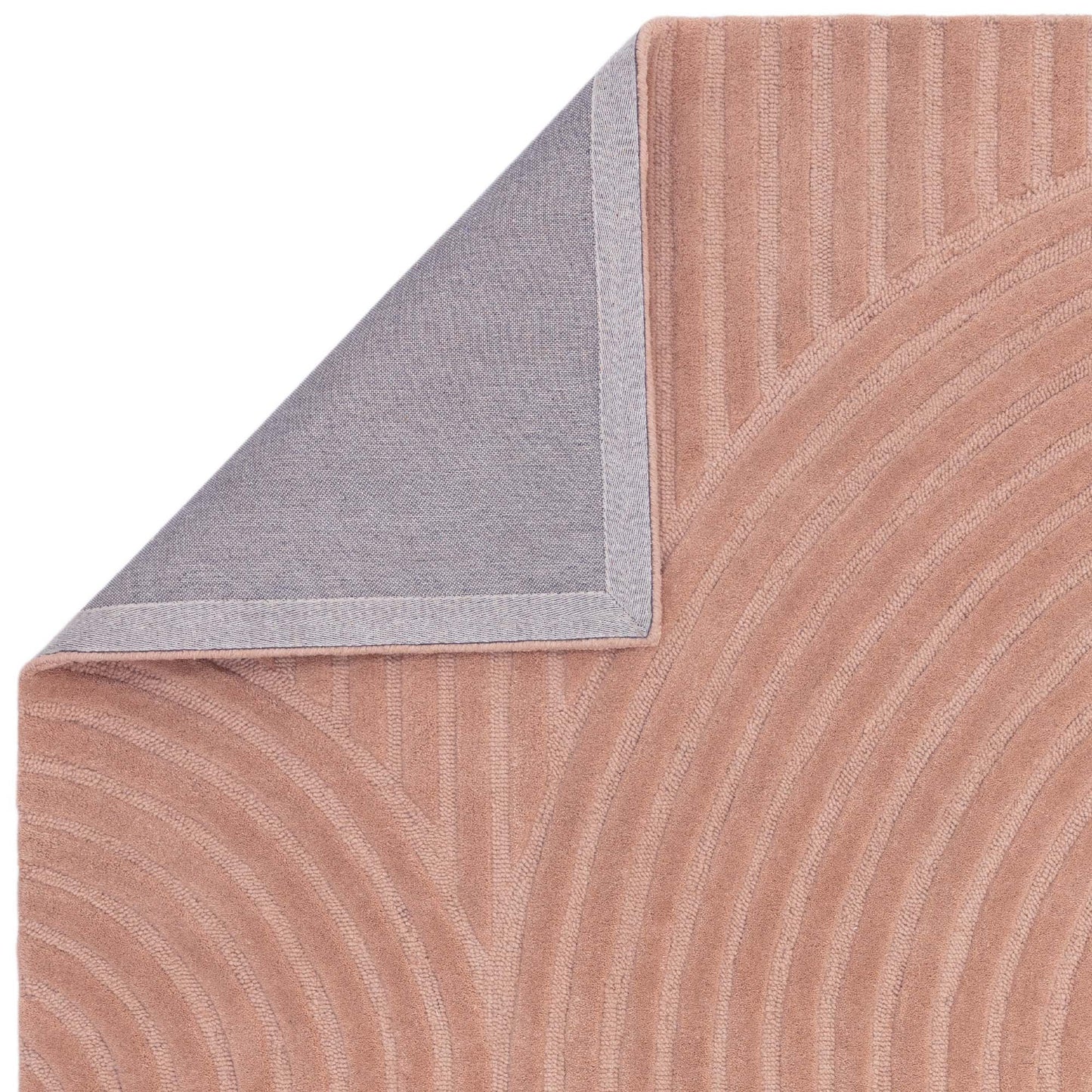 Hague Carved Modern Geometric Wool Rug in Blush Pink
