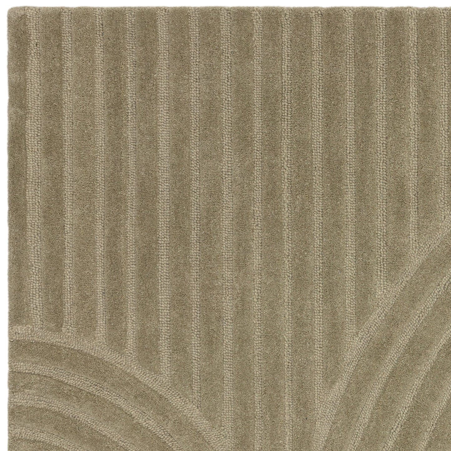 Hague Carved Modern Geometric Wool Rug in Sage Green