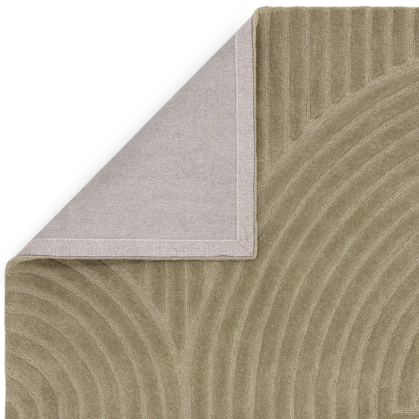 Hague Carved Modern Geometric Wool Rug in Sage Green