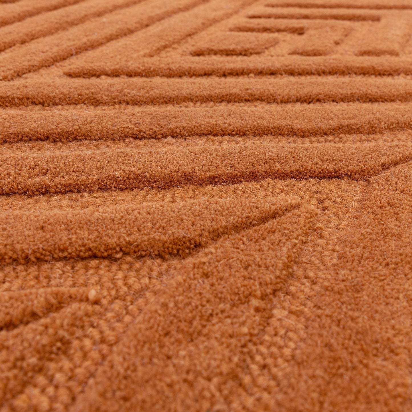 Hague Diamond Textured Wool Rugs in Desert Brown