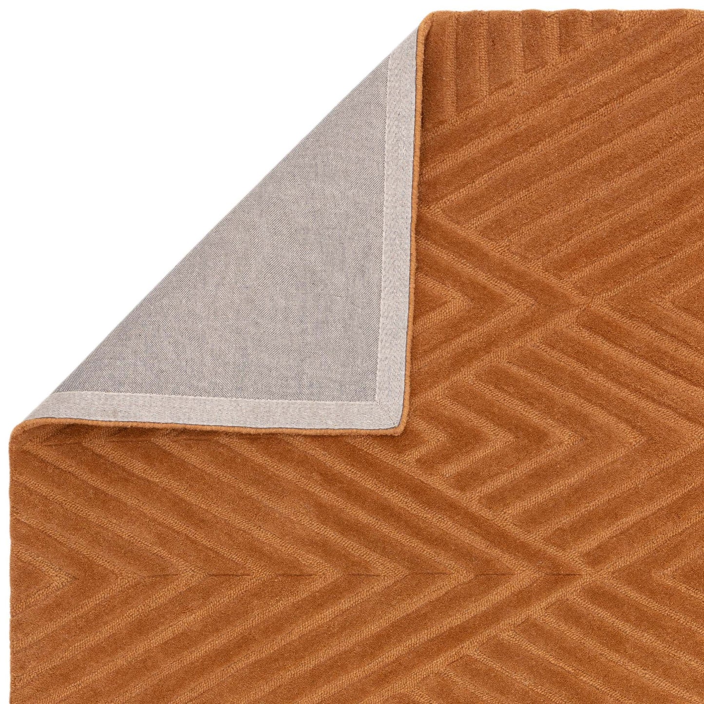 Hague Diamond Textured Wool Rugs in Desert Brown