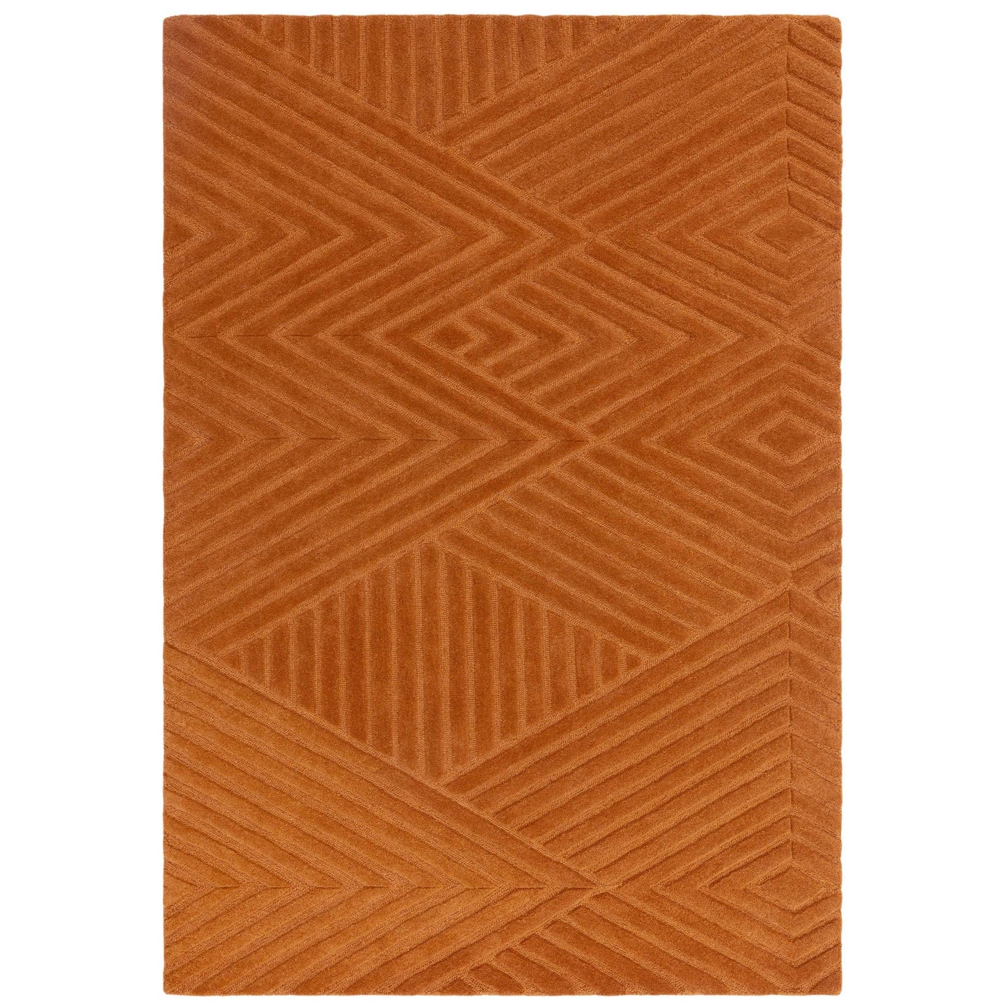 Hague Diamond Textured Wool Rugs in Desert Brown