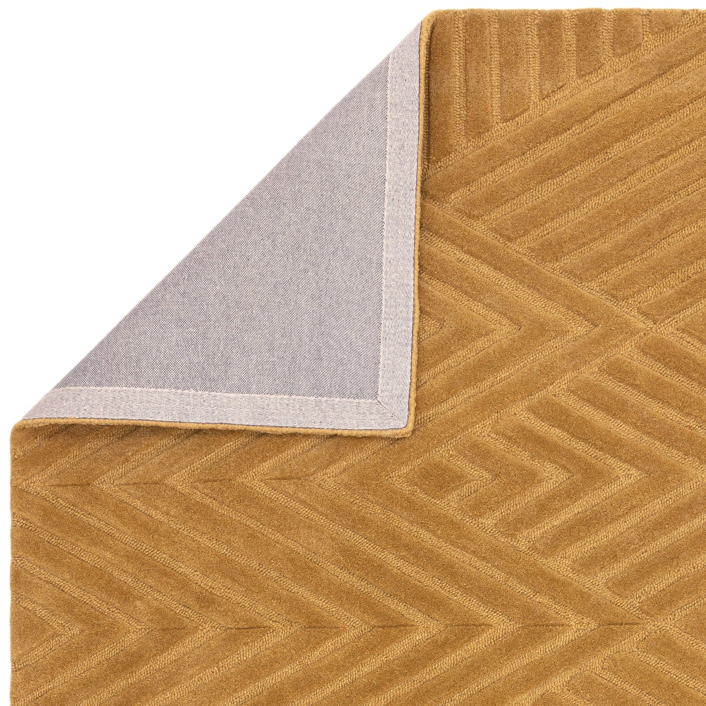 Hague Diamond Textured Wool Rugs in Ochre Yellow