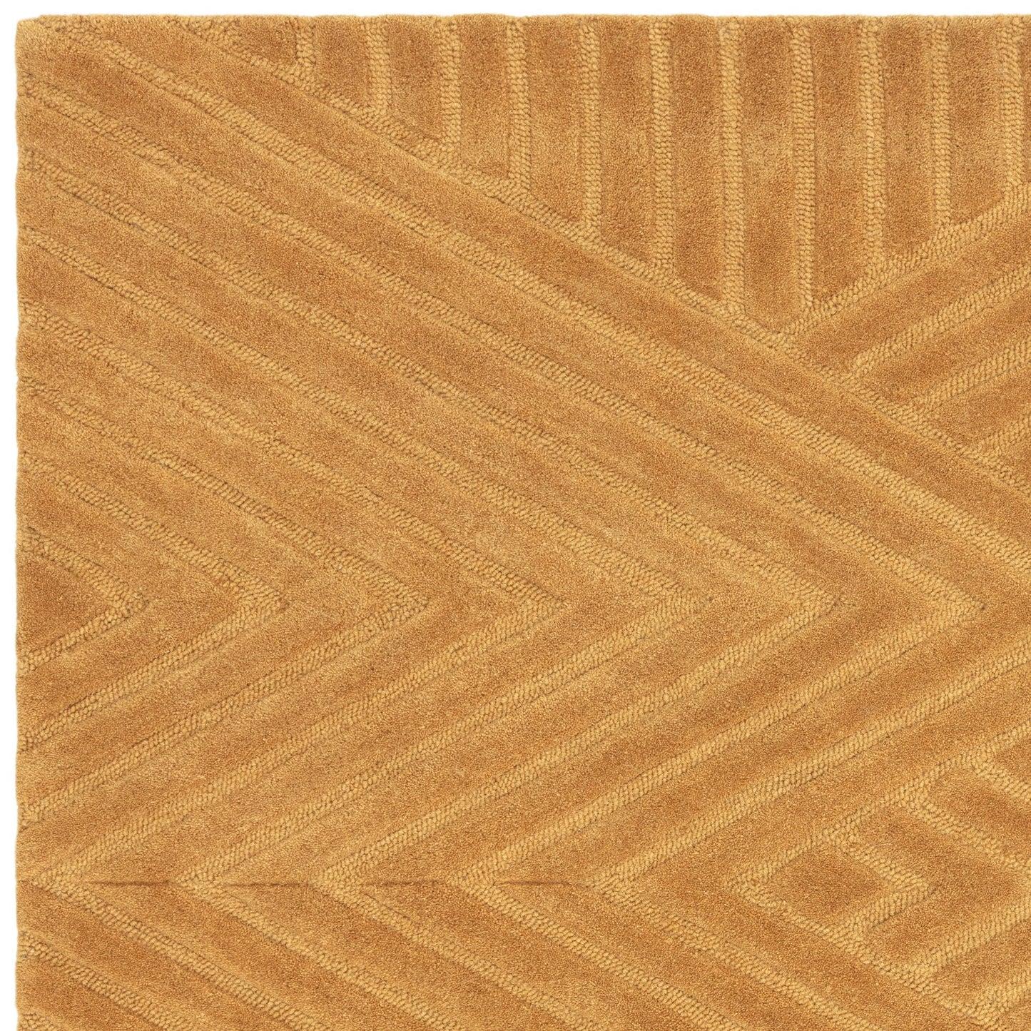 Hague Diamond Textured Wool Rugs in Ochre Yellow