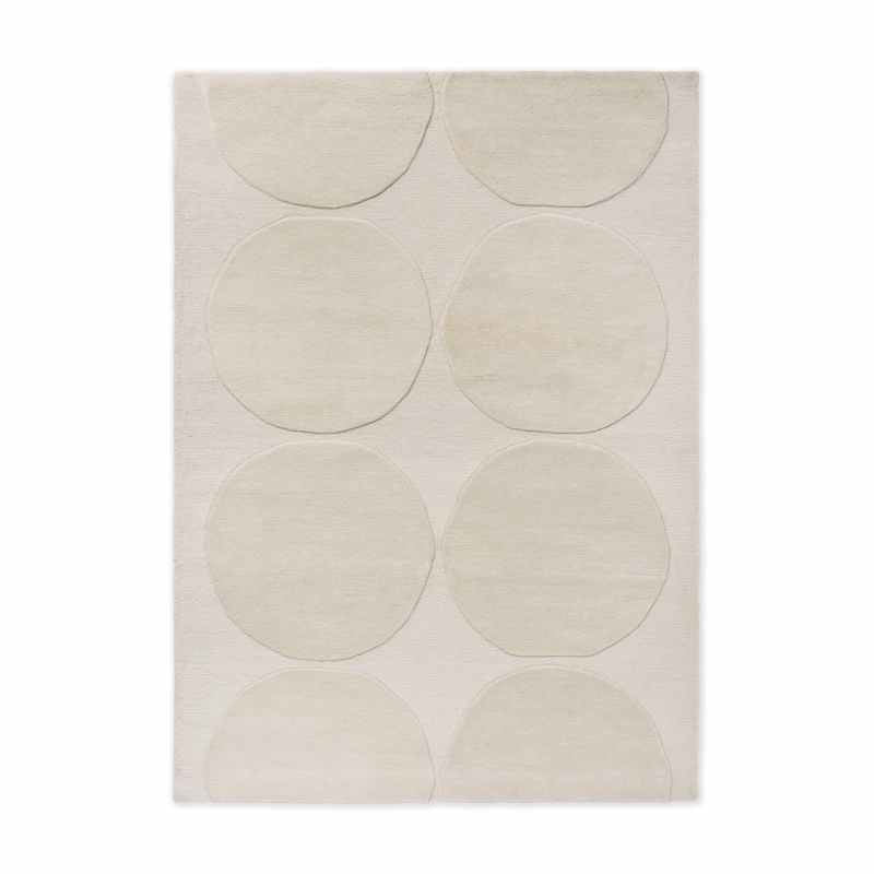 Isot Kivet Wool Geometric Rugs 132501 by Marimekko in Natural White