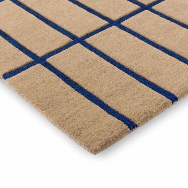 Tiiliskivi Wool Geometric Rugs 132908 by Marimekko in Bright Blue