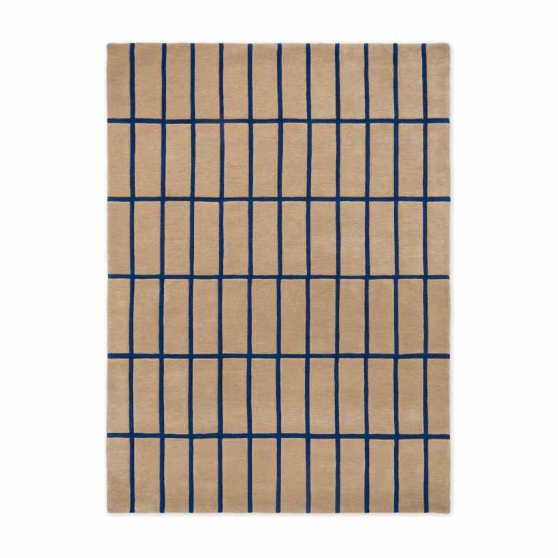 Tiiliskivi Wool Geometric Rugs 132908 by Marimekko in Bright Blue