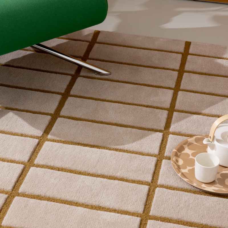 Tiiliskivi Wool Geometric Rugs 132906 by Marimekko in Bronze Yellow
