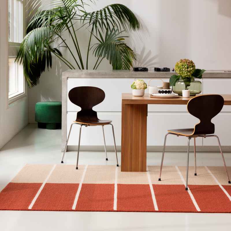 Tiibet Wool Geometric Rugs 132803 by Marimekko in Burnt Orange