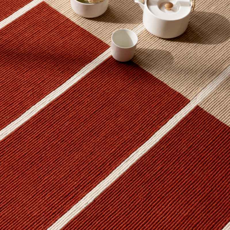Tiibet Wool Geometric Rugs 132803 by Marimekko in Burnt Orange