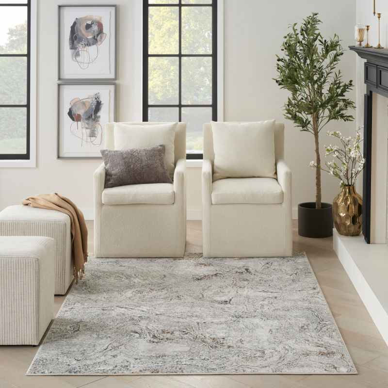 Glitz GLZ20 Abstract Rug by Nourison in Grey Multi