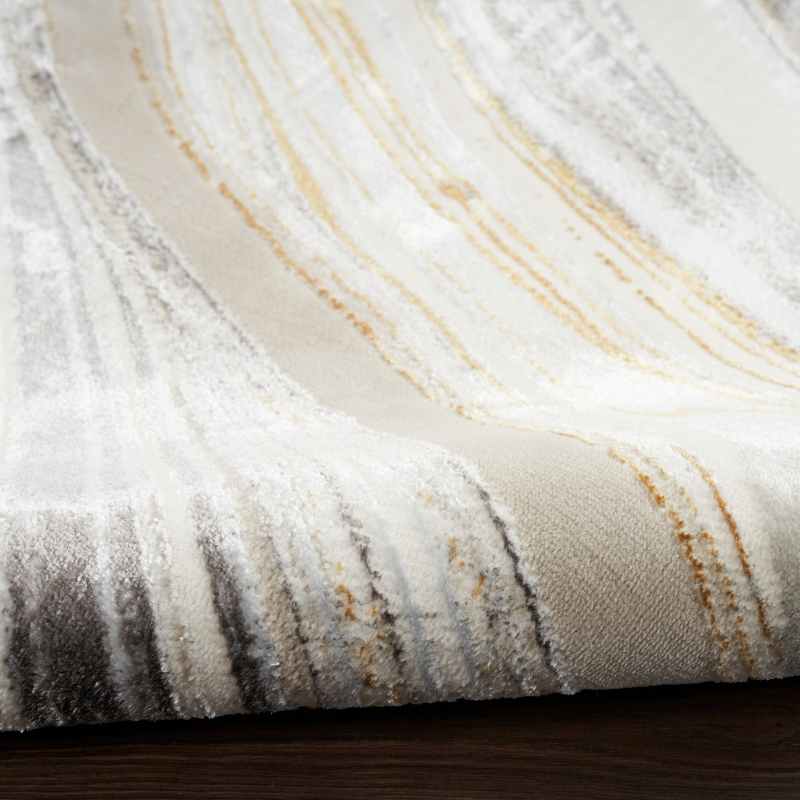Glitz GLZ21 Abstract Runner Rug by Nourison in Grey Gold
