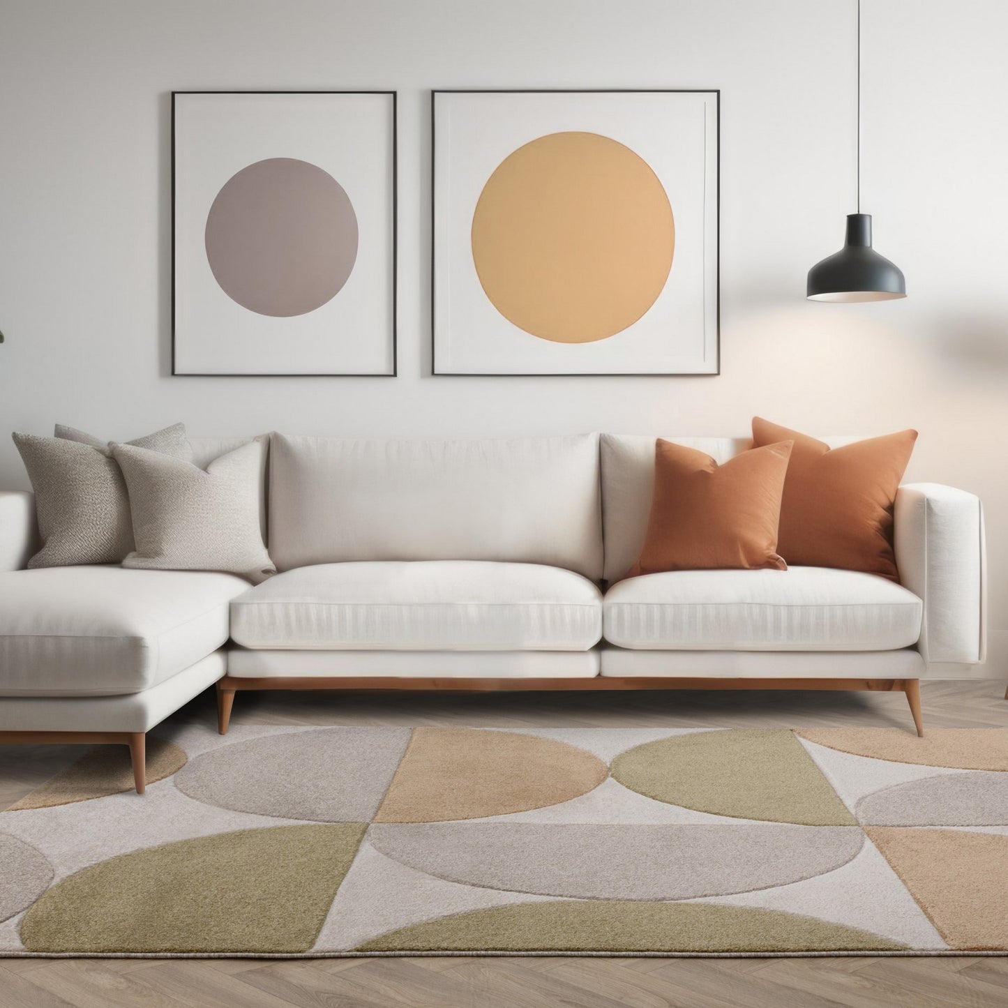 Sketch Curve Geometric Carved Rugs in SK15 Ochre Yellow
