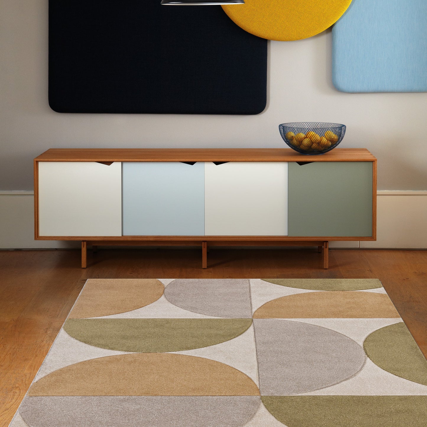 Sketch Curve Geometric Carved Rugs in SK15 Ochre Yellow