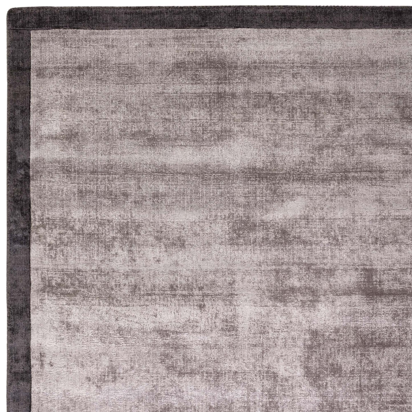 Blade Border Fine Modern Plain Rugs in Charcoal Moleskin Brown