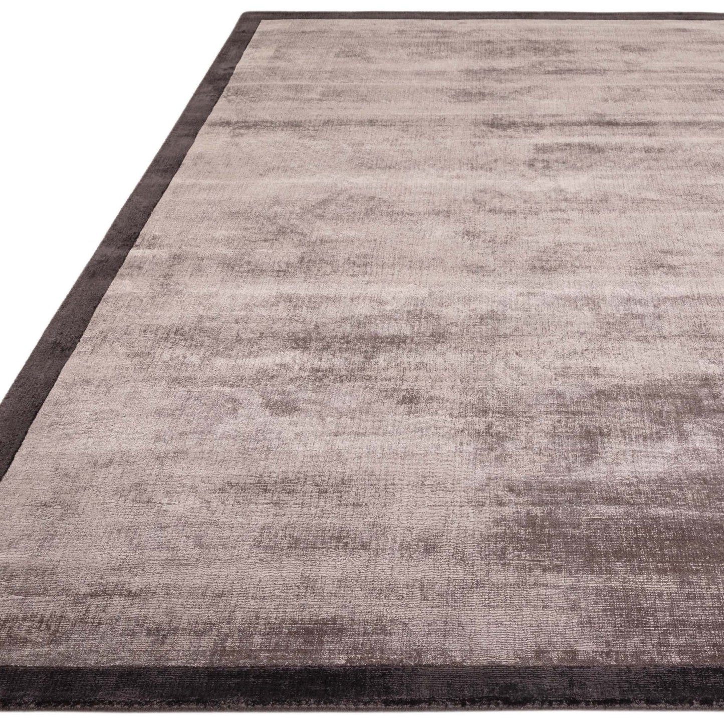 Blade Border Fine Modern Plain Rugs in Charcoal Moleskin Brown