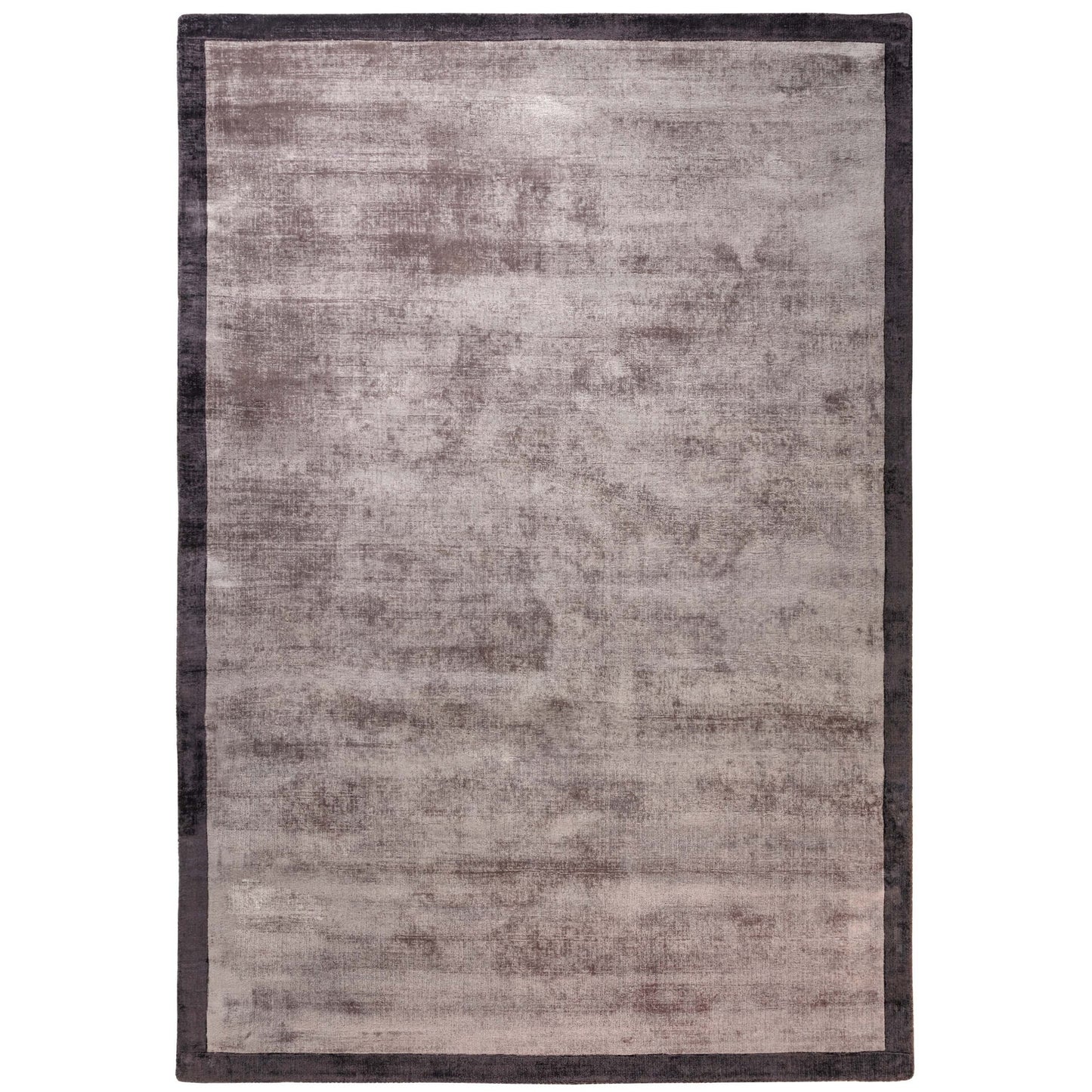 Blade Border Fine Modern Plain Rugs in Charcoal Moleskin Brown