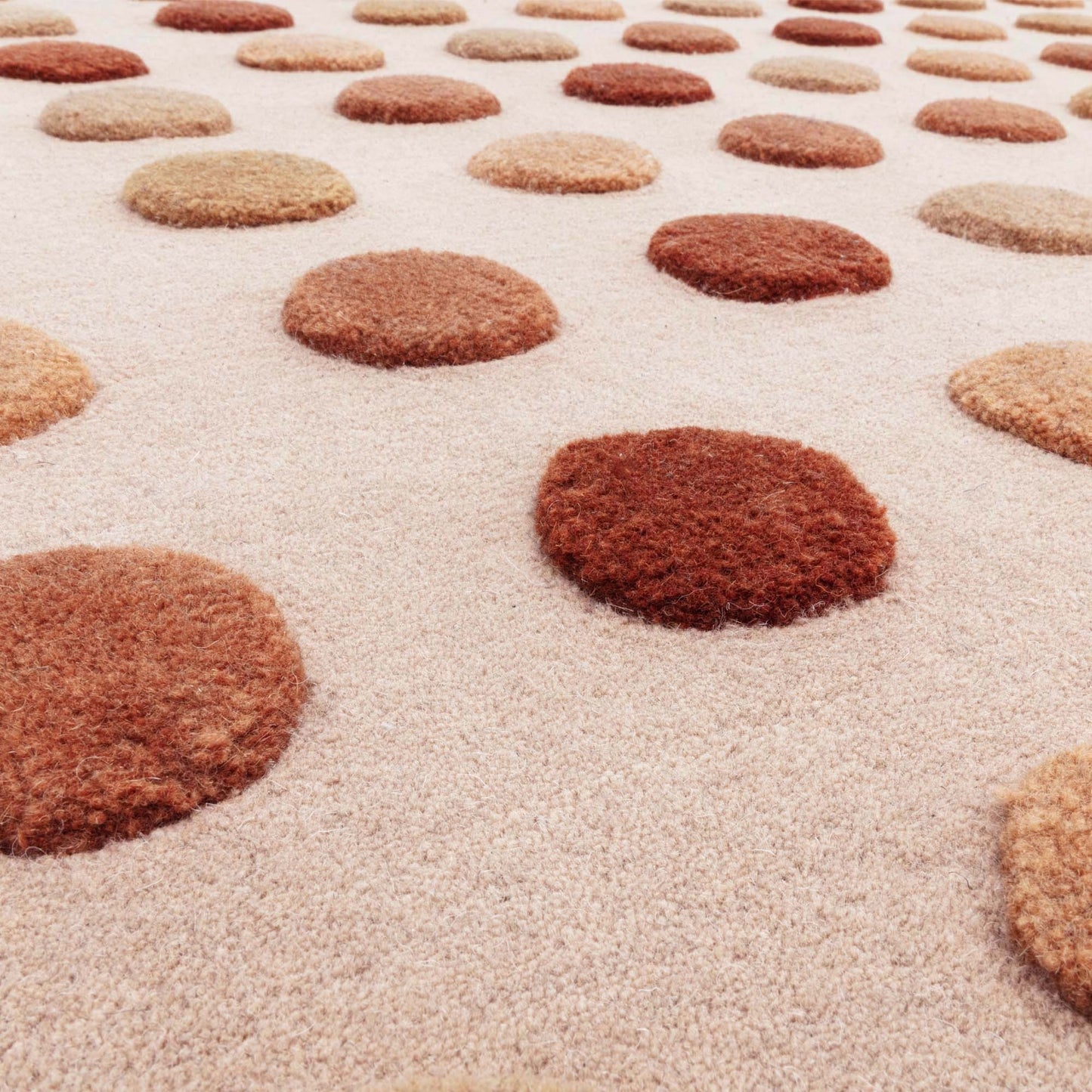 Dotty Spots Modern Wool Carved Rugs in Earth Brown