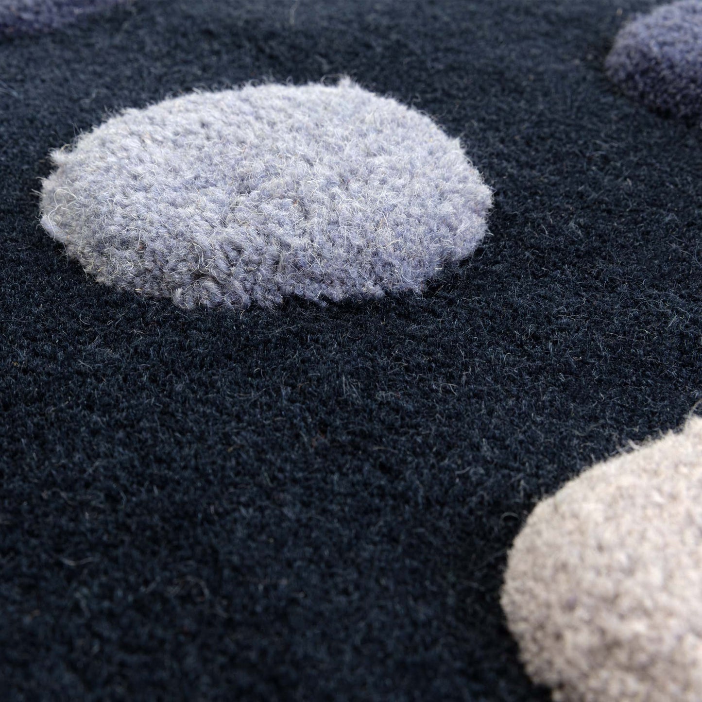 Dotty Spots Modern Wool Carved Rugs in Navy Blue