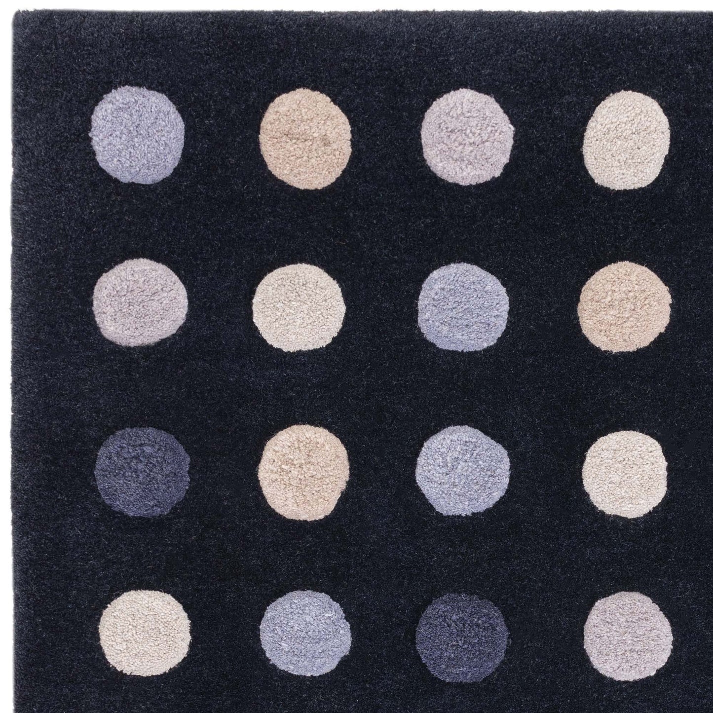 Dotty Spots Modern Wool Carved Rugs in Navy Blue