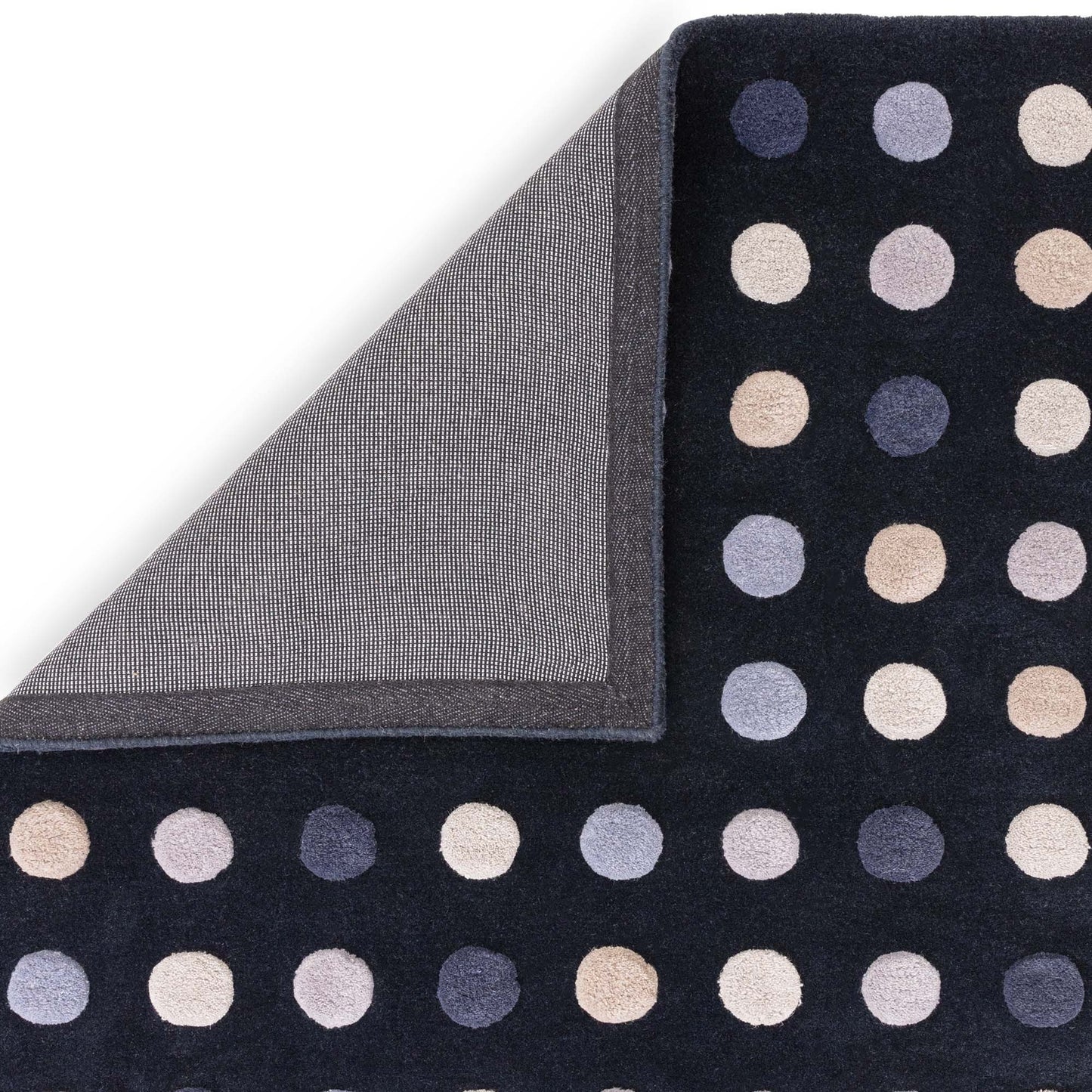 Dotty Spots Modern Wool Carved Rugs in Navy Blue