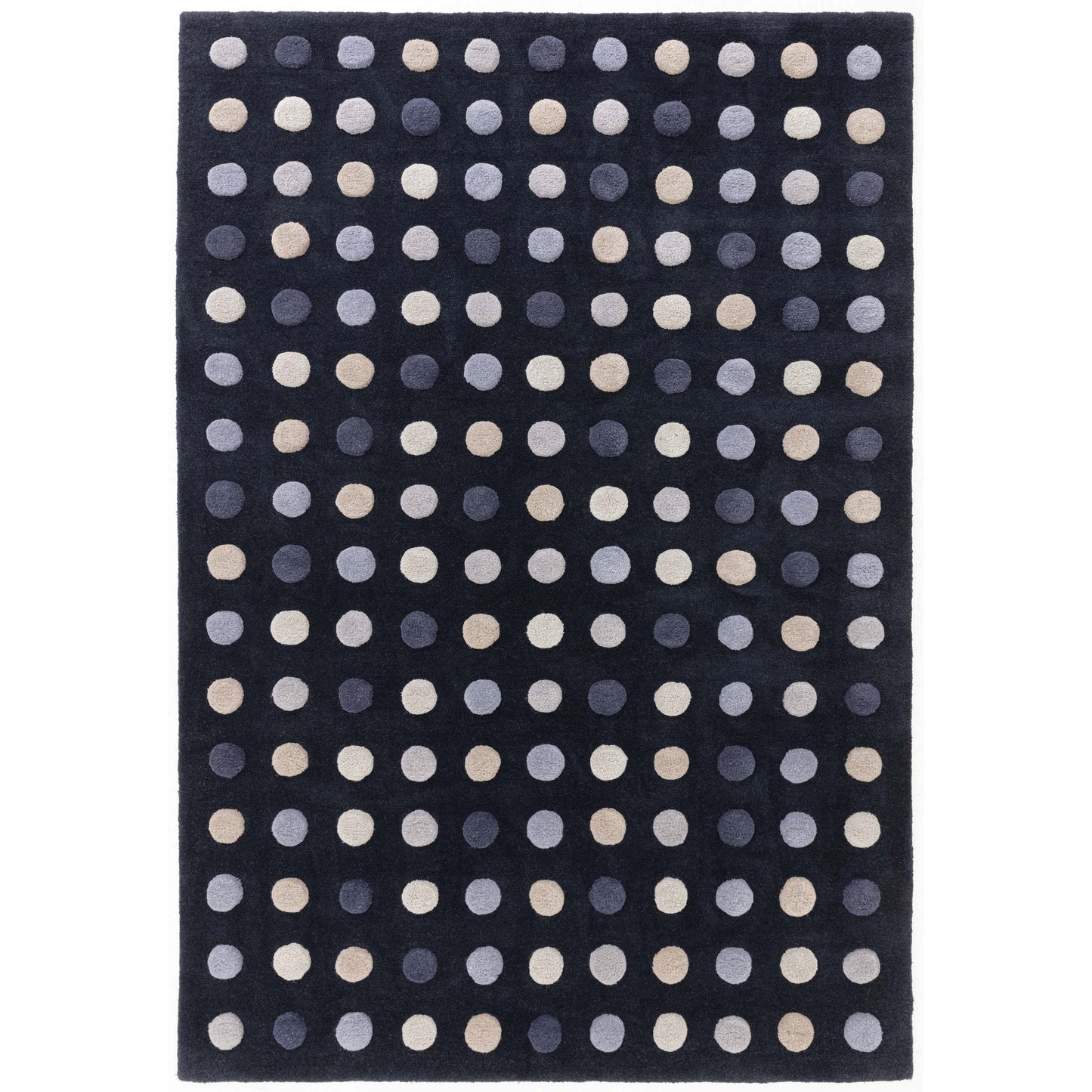 Dotty Spots Modern Wool Carved Rugs in Navy Blue