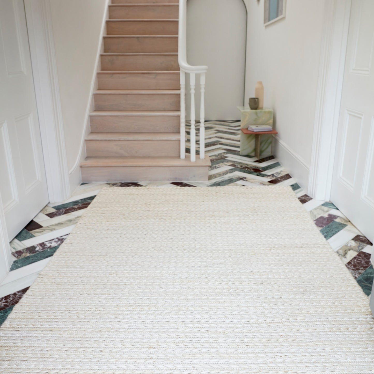 Oakley Natural Braided Jute Woven Rugs in Blonde Neutral