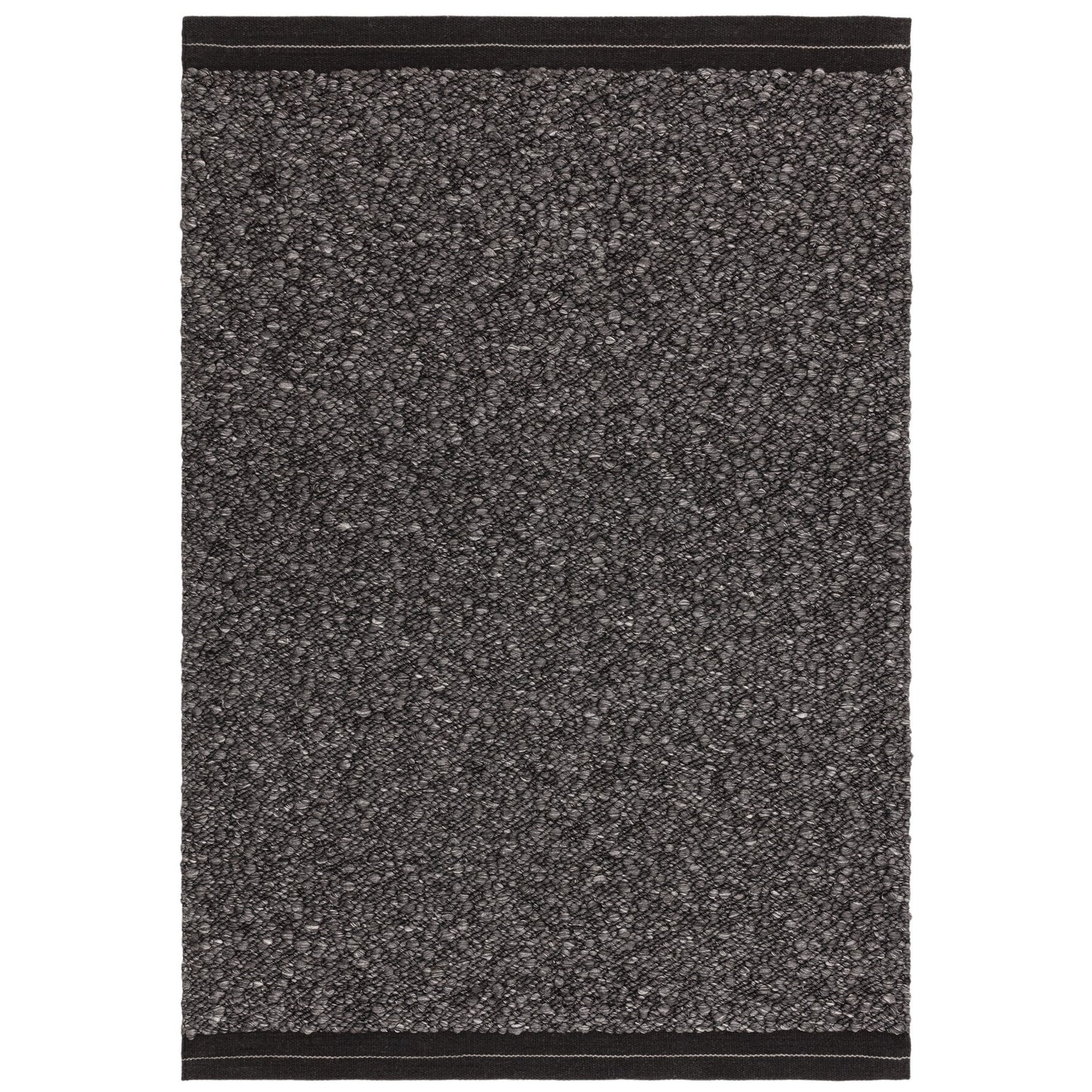 Elm Plain Boho Wool Flatweave Rugs in Charcoal Grey