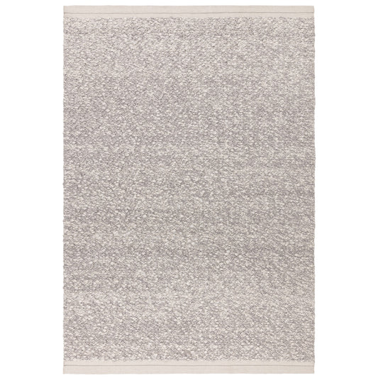 Elm Plain Boho Wool Flatweave Rugs in Silver Grey