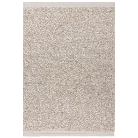 Elm Plain Boho Wool Flatweave Rugs in Taupe Brown