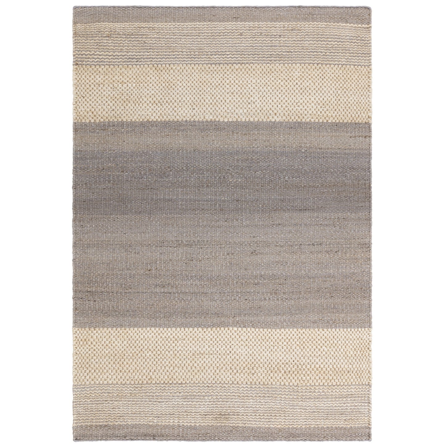 Cedar Stripe Jute Reversible Flatweave Rugs in Natural Grey