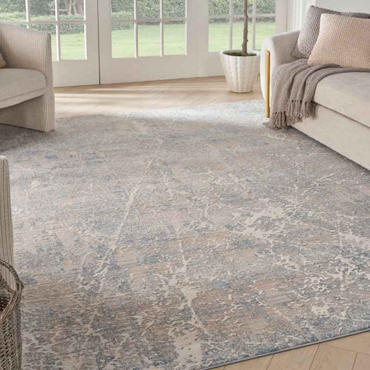 Nourison Exhale Abstract Rugs EXL02 in Beige Blue