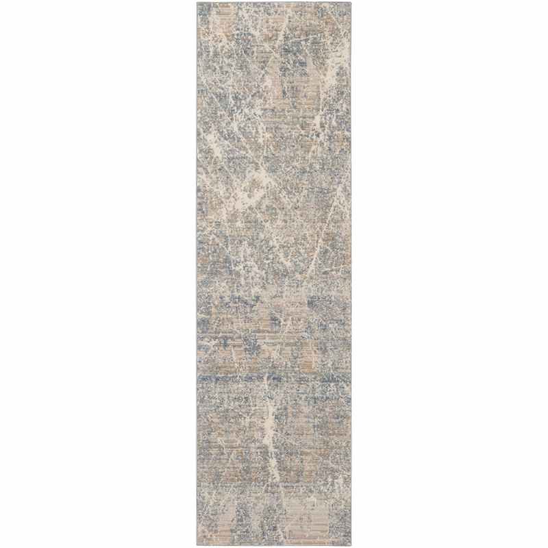 Nourison Exhale Abstract Runner Rugs EXL02 in Beige Blue