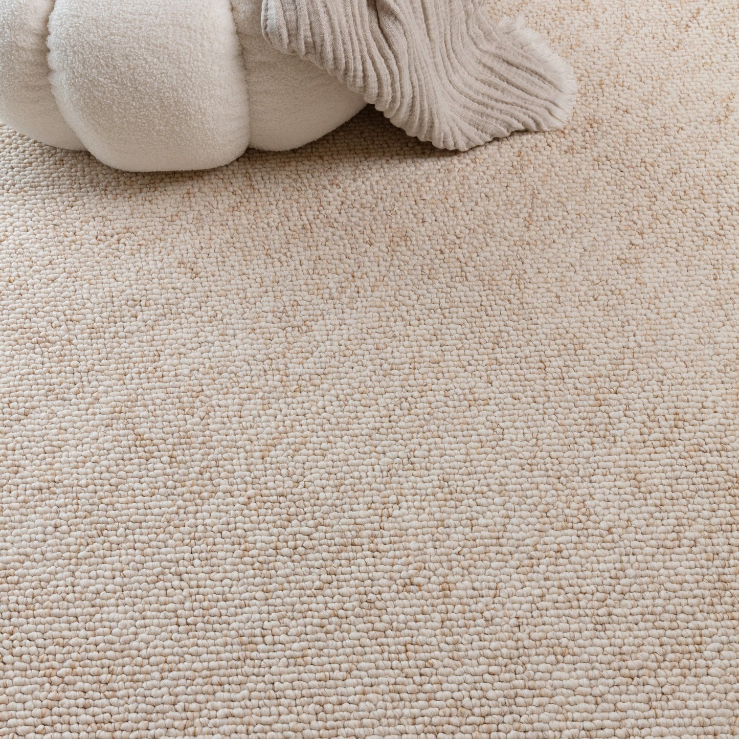 Boden Boho Washable Plain Textured Rugs in Ivory White