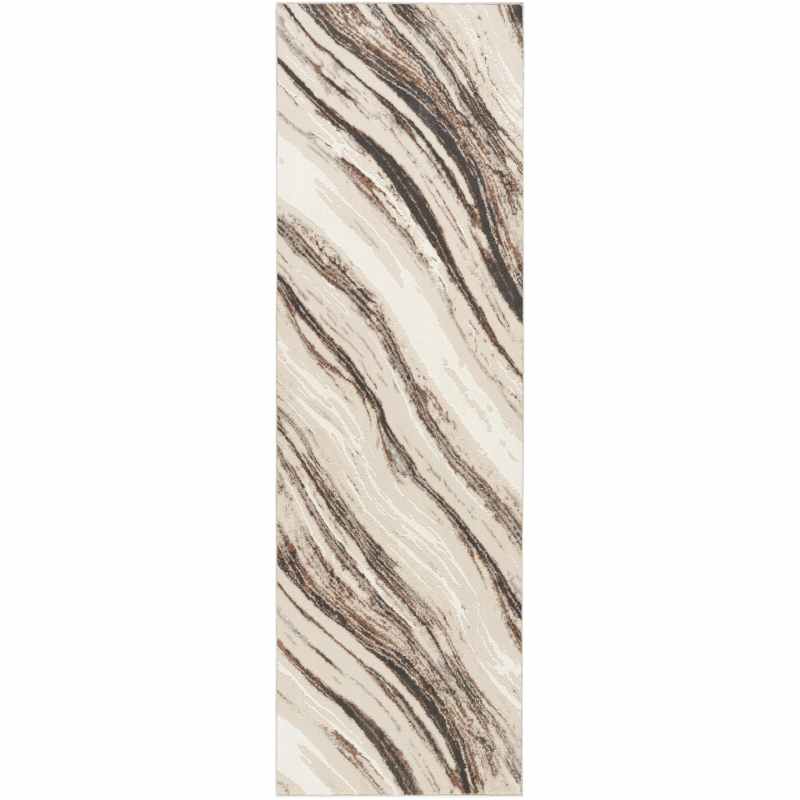 Sustainable Trend SUT05 Abstract Runner Rugs by Nourison in Beige Grey