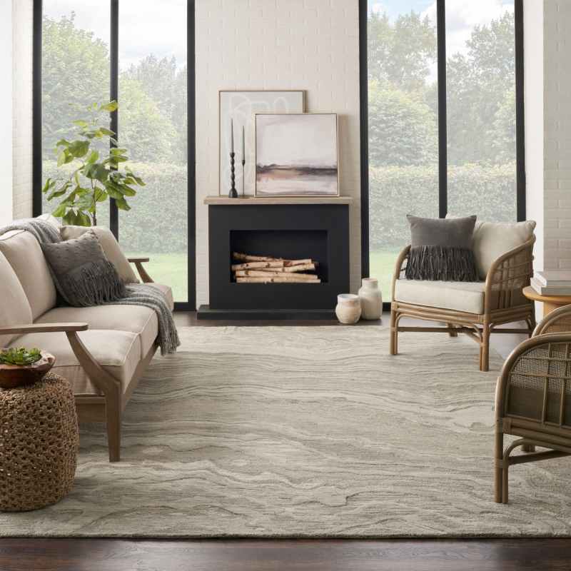 Graceful GRU01 Abstract Wool Rugs by Nourison in Grey
