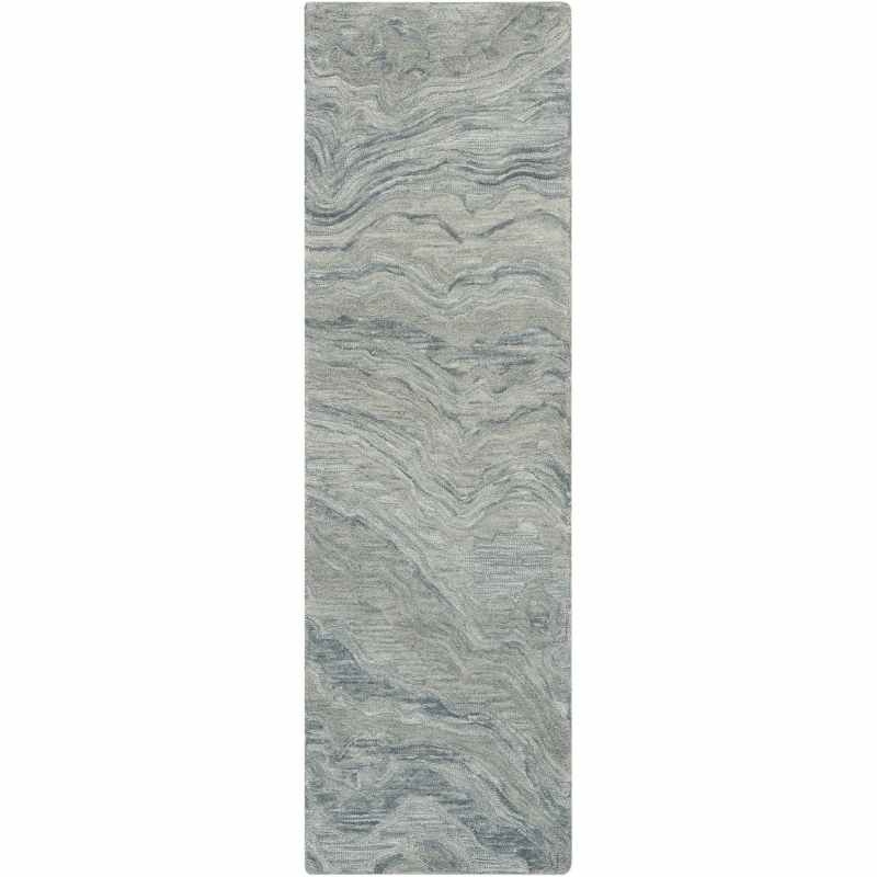 Graceful GRU01 Abstract Wool Runner Rugs by Nourison in Blue