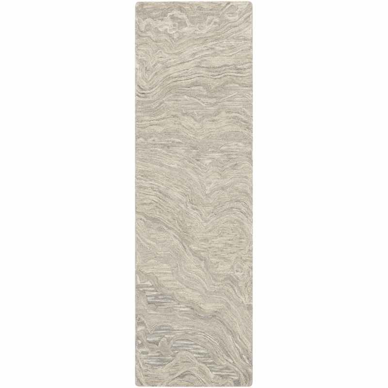 Graceful GRU01 Abstract Wool Runner Rugs by Nourison in Grey