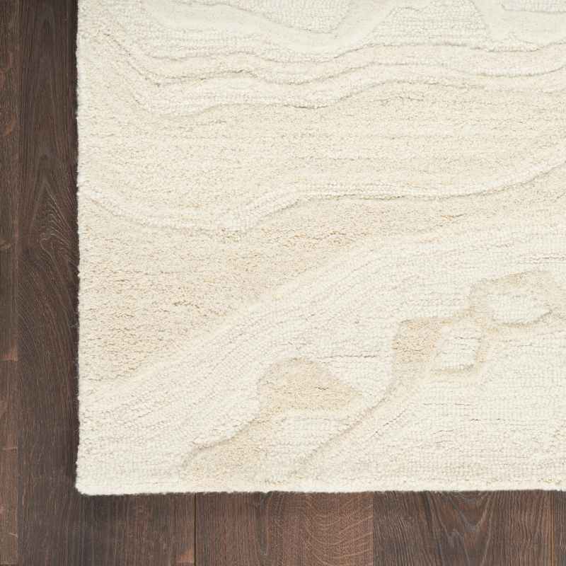 Graceful GRU01 Abstract Wool Runner Rugs by Nourison in Ivory White
