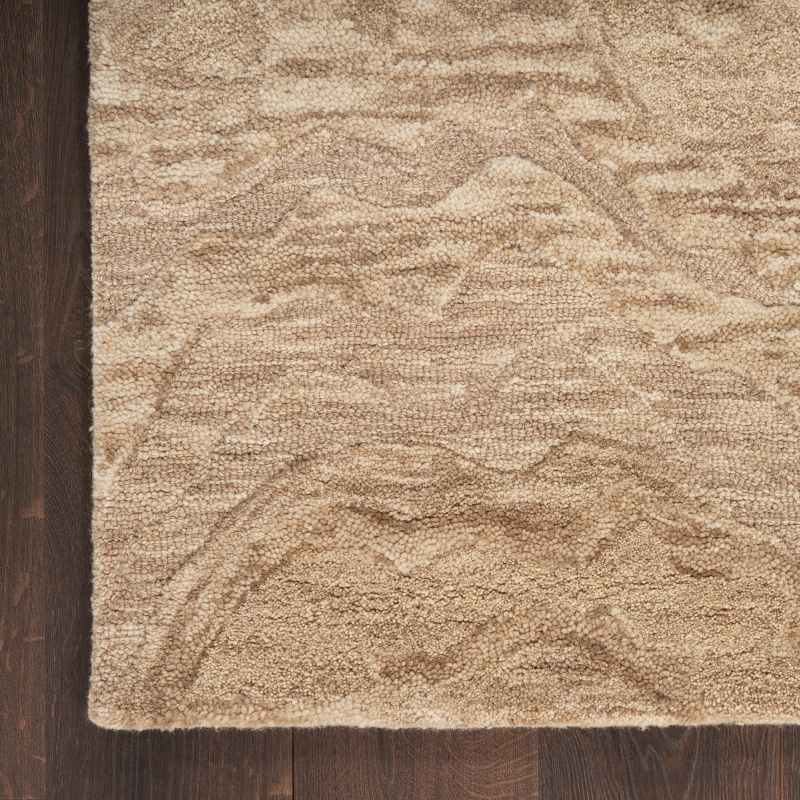Graceful GRU01 Abstract Wool Runner Rugs by Nourison in Taupe Brown
