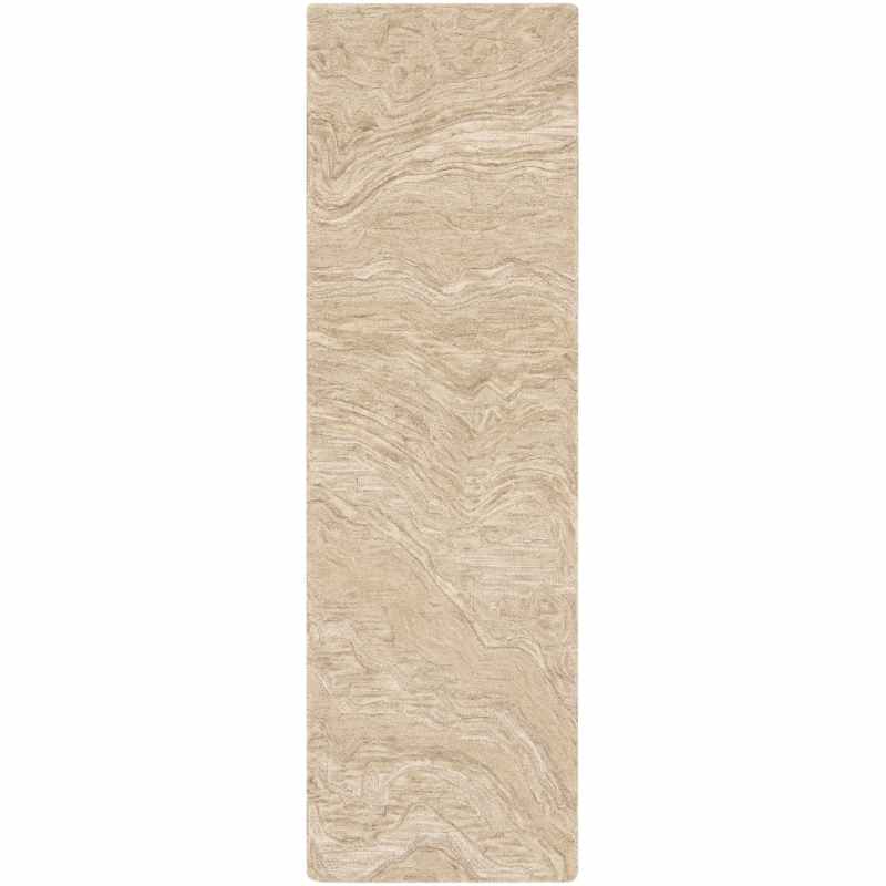 Graceful GRU01 Abstract Wool Runner Rugs by Nourison in Taupe Brown