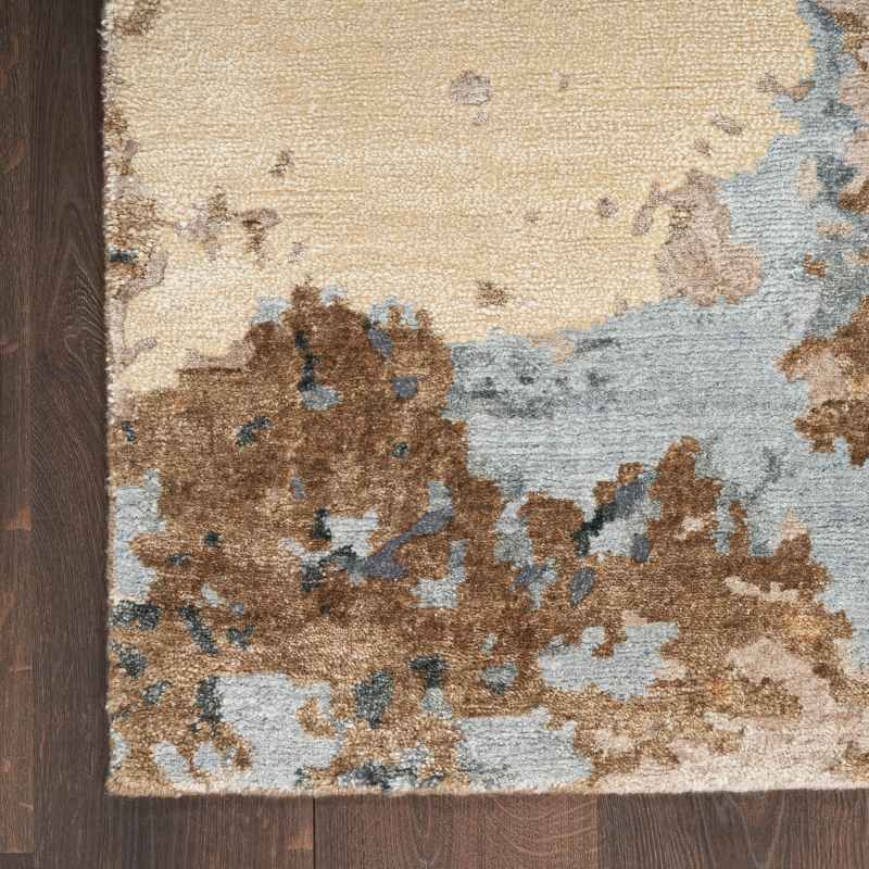 Silk Shadows SHA23 Abstract Wool Rugs by Nourison in Beige Blue
