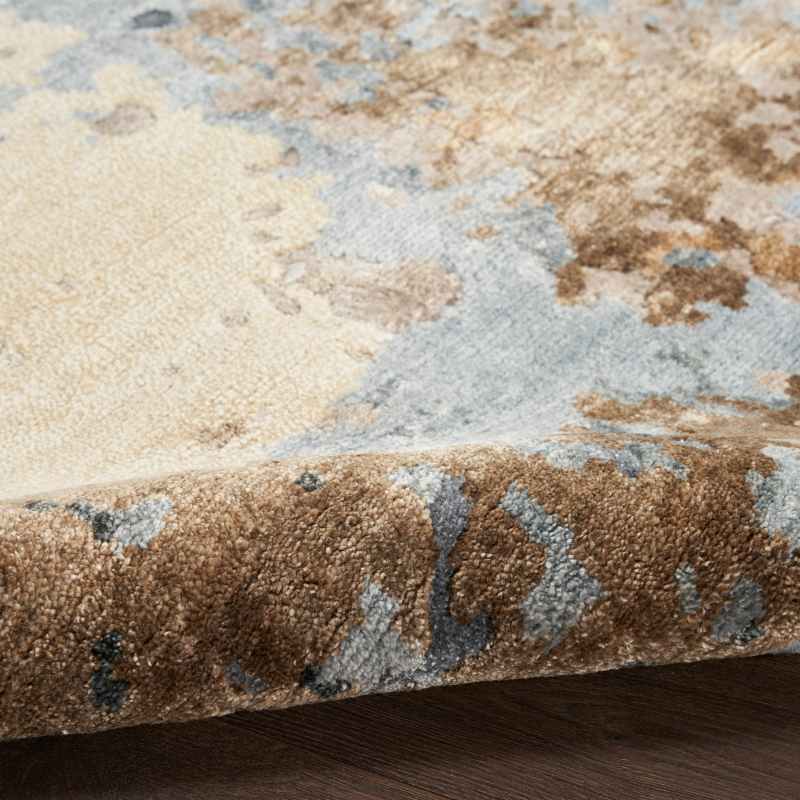 Silk Shadows SHA23 Abstract Wool Rugs by Nourison in Beige Blue