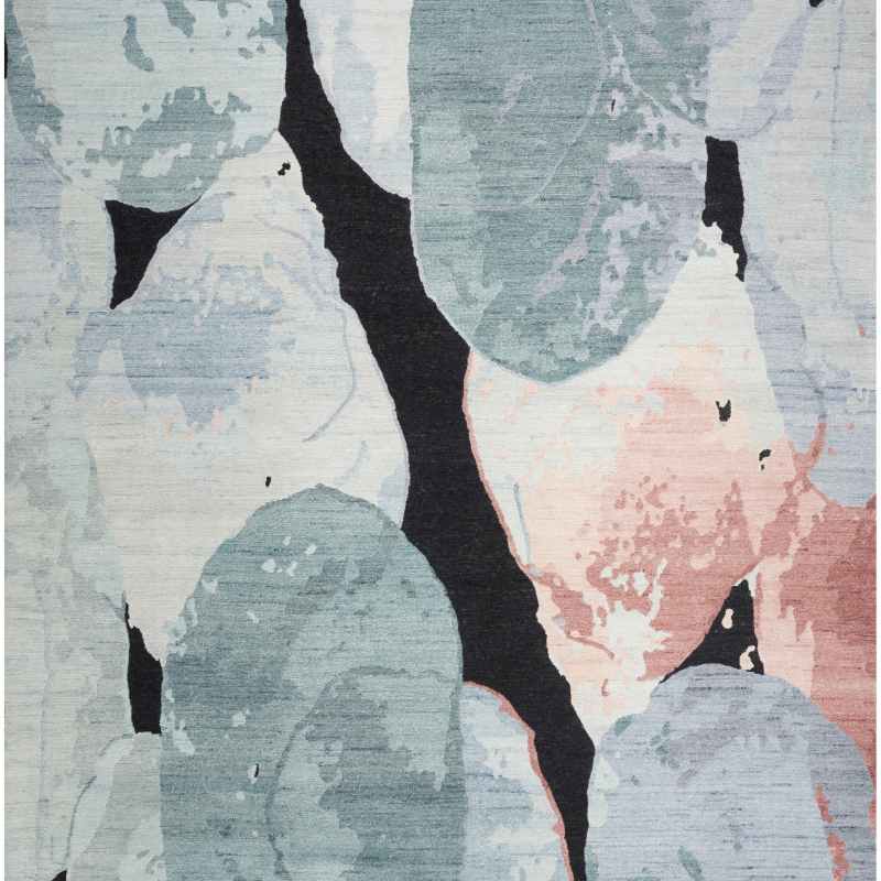 Silk Shadows SHA25 Abstract Wool Rugs by Nourison in Blue Pink