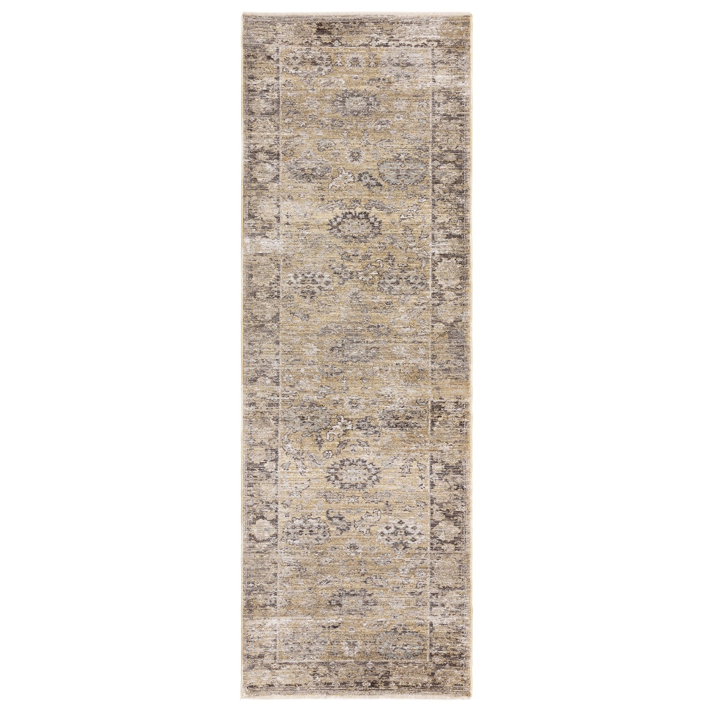 Jasper JA06 Traditional Classic Heritage Runner Rugs in Yellow Gold