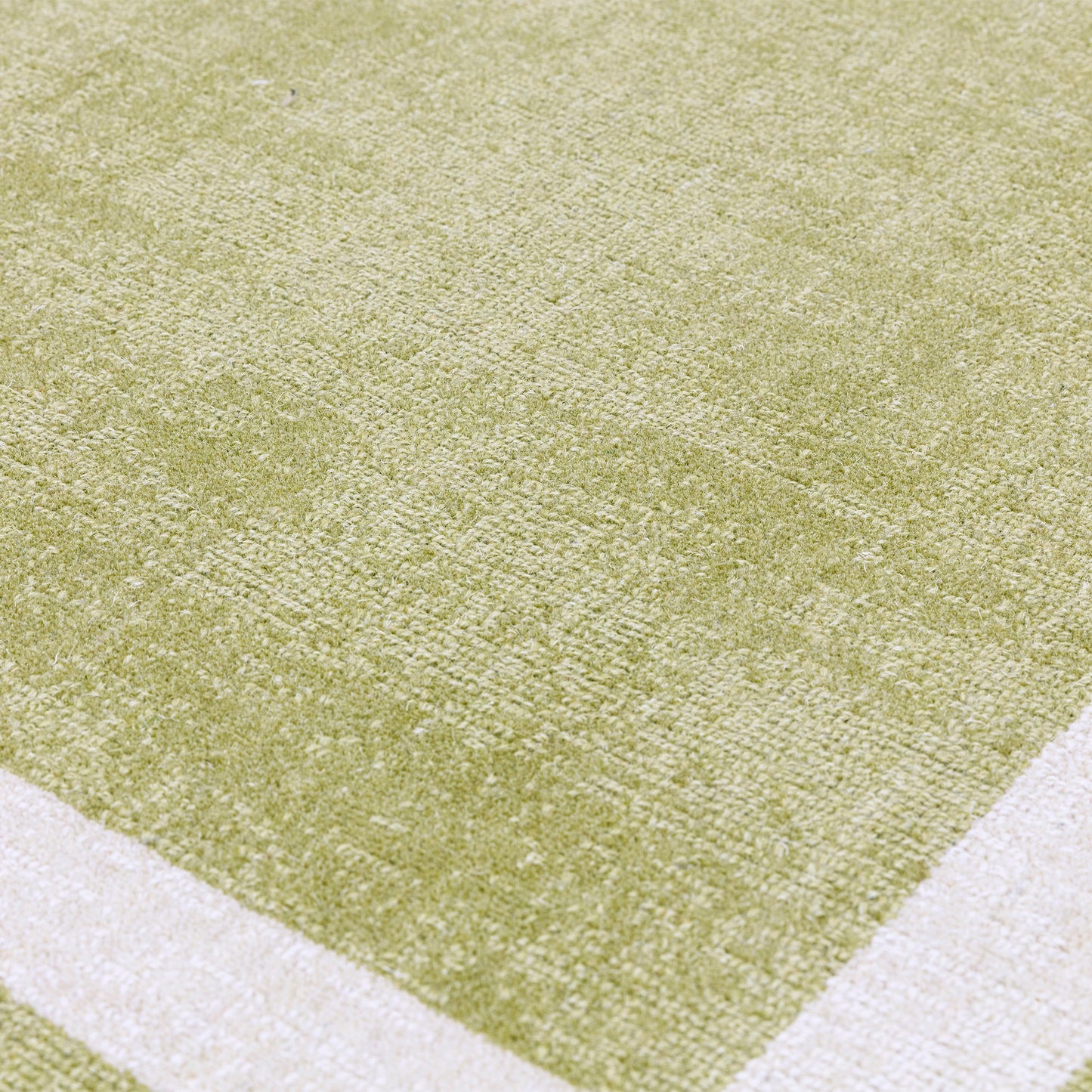 Albi Border Plain Classic Wool Runner Rugs in Green